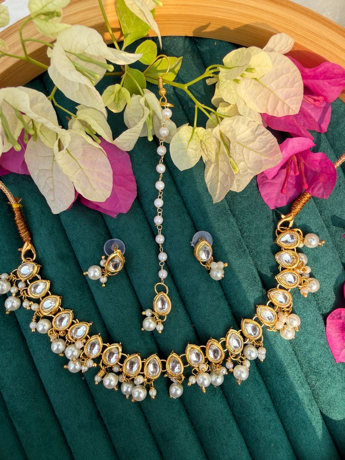 Classic Bridal Pearl Necklace & Earrings Set