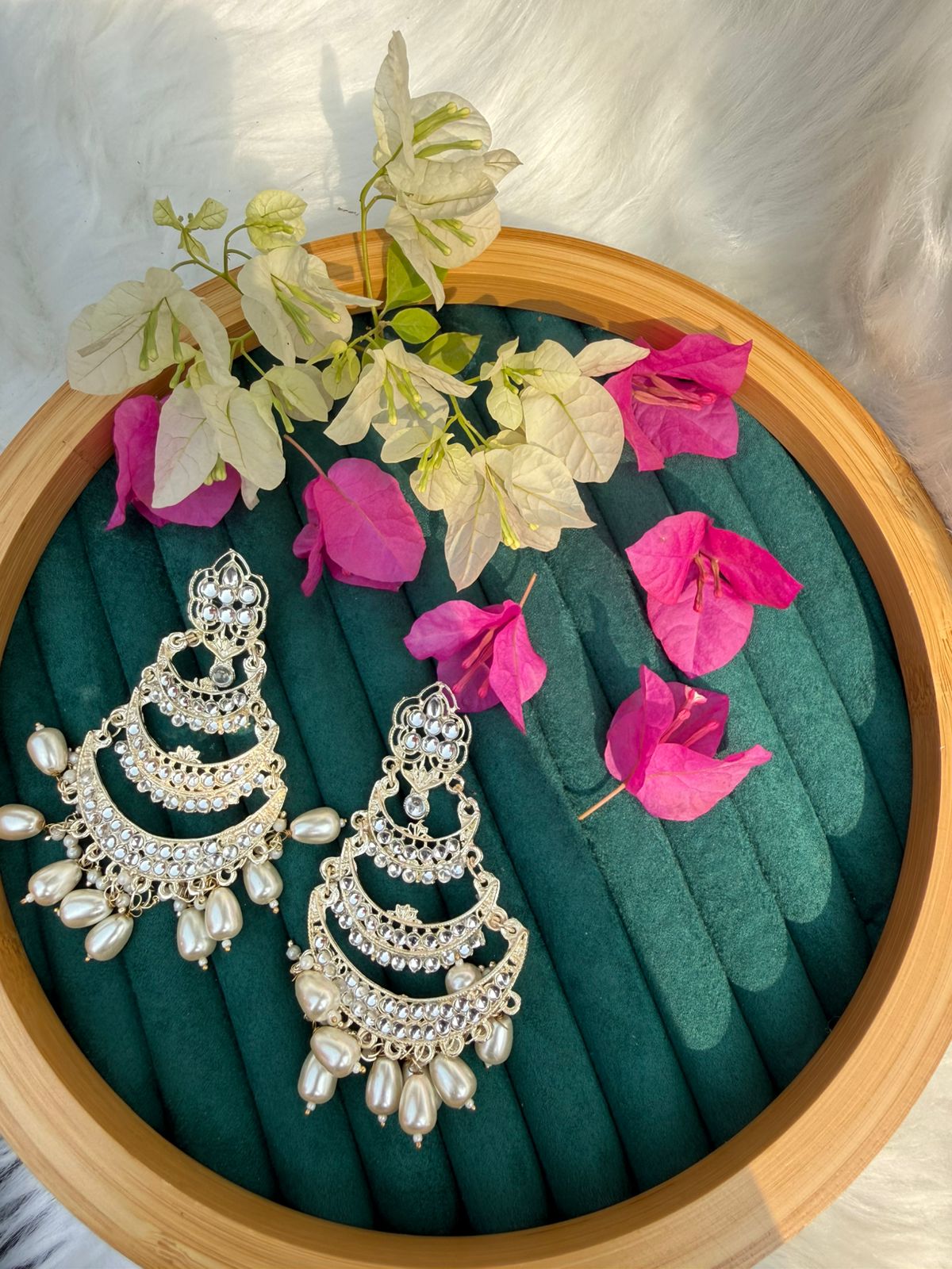 Tiered Pearl Chandelier Earrings